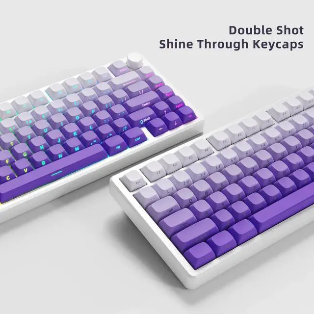 Alt view image 3 of 5 - FLAMING SKOUL Side Printed Keycap Set - Gradient 136 Key, Double Shot Shine Through Custom Keycaps, Custom Keyboard Keycaps Set, OEM Cherry MX Mechanical Keyboard (Lavender)