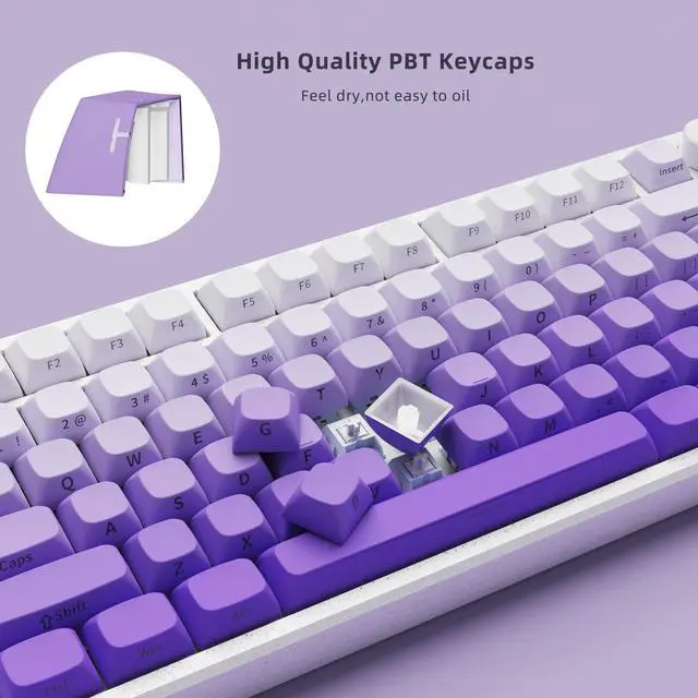 Alt view image 2 of 5 - FLAMING SKOUL Side Printed Keycap Set - Gradient 136 Key, Double Shot Shine Through Custom Keycaps, Custom Keyboard Keycaps Set, OEM Cherry MX Mechanical Keyboard (Lavender)