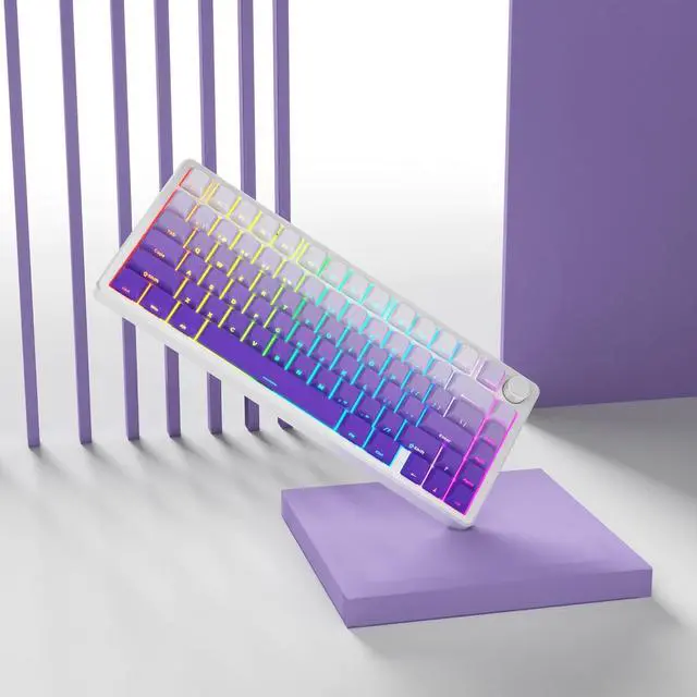 Alt view image 4 of 5 - FLAMING SKOUL Side Printed Keycap Set - Gradient 136 Key, Double Shot Shine Through Custom Keycaps, Custom Keyboard Keycaps Set, OEM Cherry MX Mechanical Keyboard (Lavender)