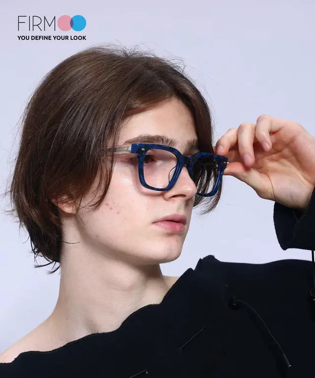 Alt view image 3 of 5 - Firmoo Oversized Blue Light Blocking Glasses Unisex Acetate Frame Anti Eyestrain UV Protection Computer Gaming Glasses Blue