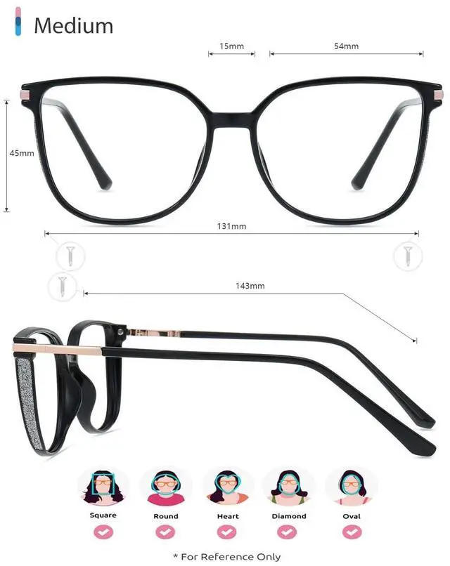 Alt view image 5 of 5 - Firmoo Blue Light Glasses for Women/Men, Computer Blue Light Blocking - Lightweight TR90 Square Frames Black