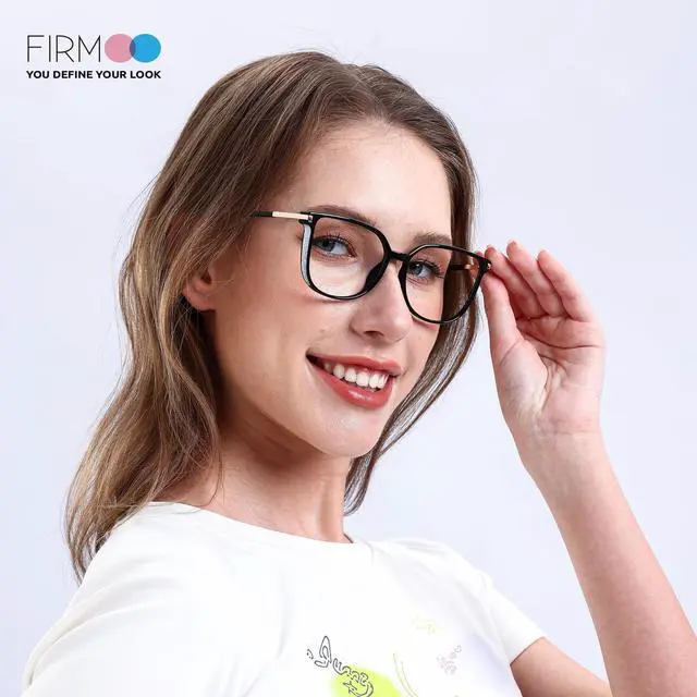 Alt view image 3 of 5 - Firmoo Blue Light Glasses for Women/Men, Computer Blue Light Blocking - Lightweight TR90 Square Frames Black