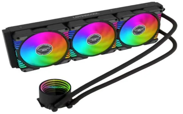 Main image of Liquid Cooled Water Cooled ARGB LC-360 Black-360mm Radiator, RGB & PWM Addressable Fans & Pump AIO Intel AMD CPU Gaming Fan (360mm)
