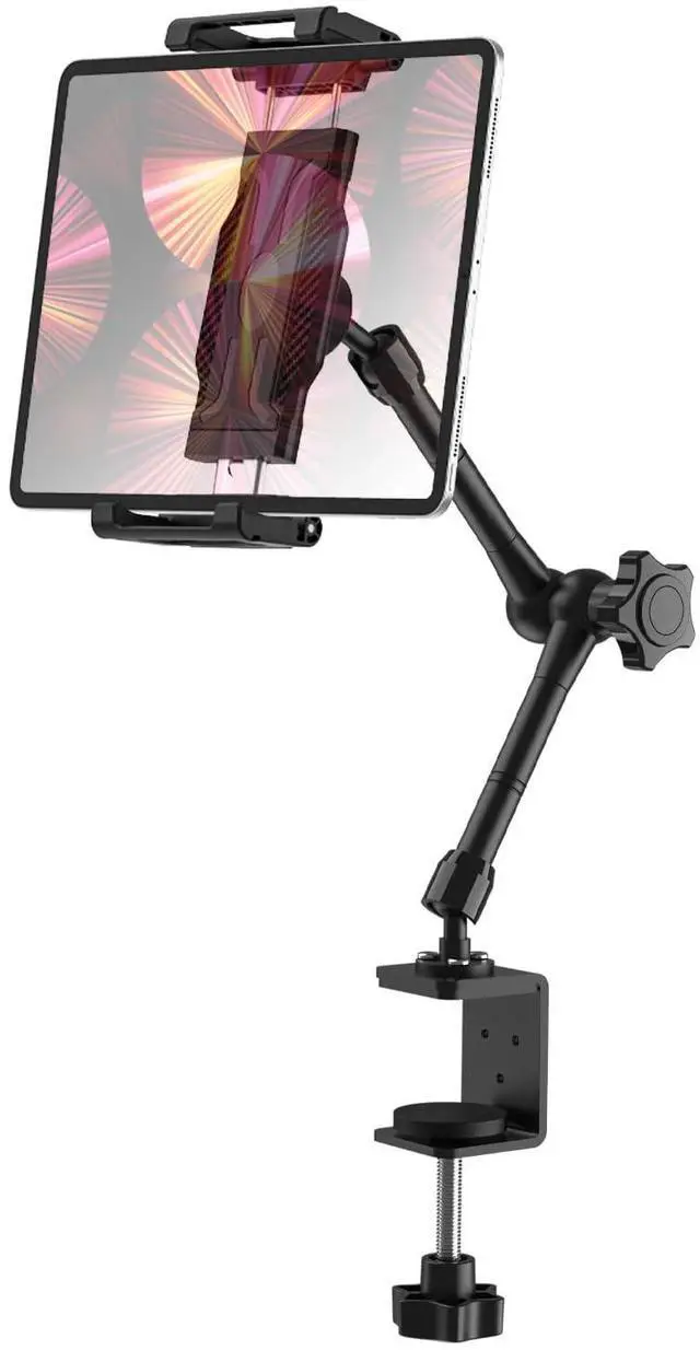 Main image of FreeSave Cabinet Tablet Holder for Kitchen/Wardrobe, 360deg Metal Foldable Adjustable Arm Desk Tablet Mount, Clamp Stand for iPad Pro 13 Air Mini, 6.1-15.6" Devices and Thickness Cases [Up to 1.18"]