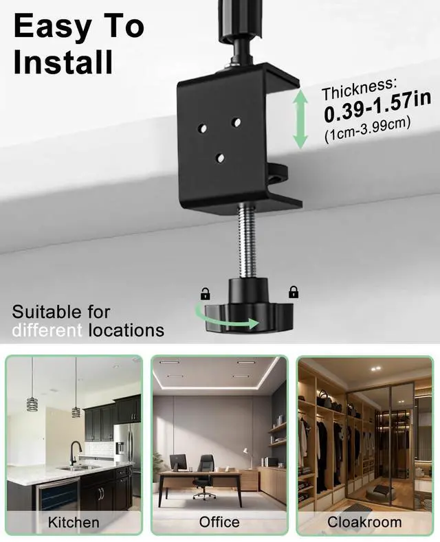 Alt view image 5 of 5 - FreeSave Cabinet Tablet Holder for Kitchen/Wardrobe, 360deg Metal Foldable Adjustable Arm Desk Tablet Mount, Clamp Stand for iPad Pro 13 Air Mini, 6.1-15.6" Devices and Thickness Cases [Up to 1.18"]