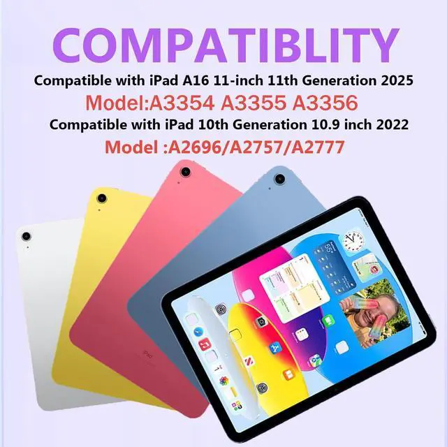 Alt view image 2 of 5 - FUWANG Keyboard Case for iPad A16 11-inch 11th Generation 2025 & 10th Generation 10.9 inch 2022 - Detachable 7 Colors Backlit Bluetooth Folio Keyboard Case for New iPad 11 inch A16/10th Gen, Purple