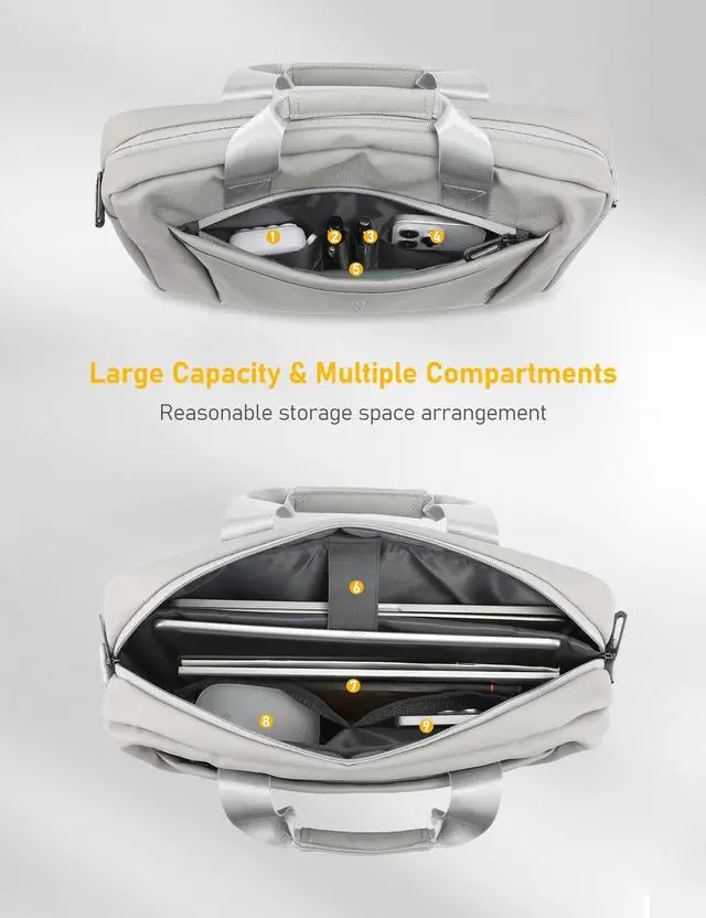 Alt view image 3 of 5 - GAOCHY 13-14 Inch Granulated Shoulder Portable Laptop Bag, Compatible with MacBook Pro 14 M4/M3/M2/M1, ASUS Chromebook Flip CX1, HP 14" Laptop, Crossbody Laptop Bag, Silk Grey