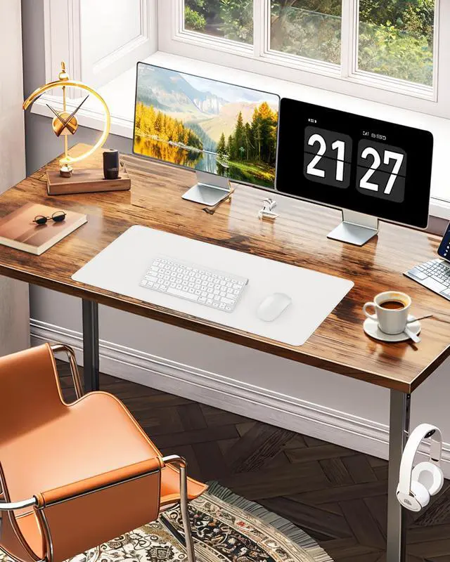 Alt view image 5 of 5 - Leather Desk Pad Protector, Large Desk Pad Mat, Office Desk mat,Waterproof Non-Slip PU Leather Desk Blotter,Desk Accessories for Home/Decor(White, 55" x 17")