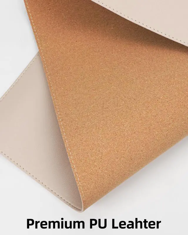 Alt view image 2 of 5 - Extra Large Desk Mat, Desk Mouse Pad,Waterproof PU Leather Desk Protector, Large Desk Blotter, Easy Clean Laptop Desk Writing Mat for Office/Work/Home/Decor(Beige, 55" x 24")