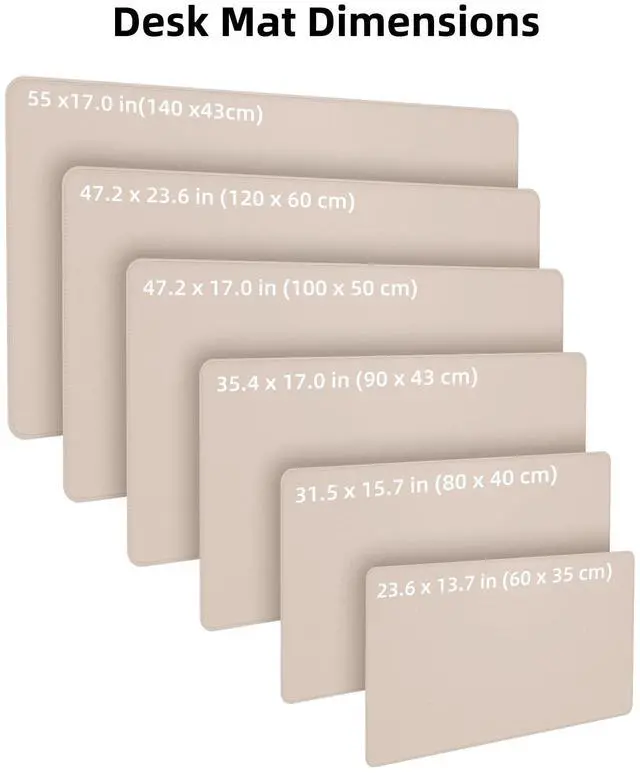 Alt view image 5 of 5 - Extra Large Desk Mat, Desk Mouse Pad,Waterproof PU Leather Desk Protector, Large Desk Blotter, Easy Clean Laptop Desk Writing Mat for Office/Work/Home/Decor(Beige, 55" x 24")
