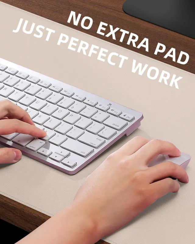 Alt view image 3 of 5 - Extra Large Desk Mat, Desk Mouse Pad,Waterproof PU Leather Desk Protector, Large Desk Blotter, Easy Clean Laptop Desk Writing Mat for Office/Work/Home/Decor(Beige, 55" x 24")