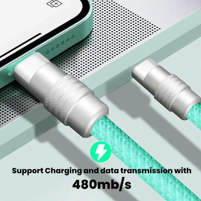 Alt view image 4 of 5 - GentsStride Rainbow Chubby - Colorful Chubby Cable Gradual Durable Charger Cable USB-C to USB A Cable Nylon Braided Fast Charging Data Cord for Phone, Yellow, Type-C to Type-C, 6.6 FT