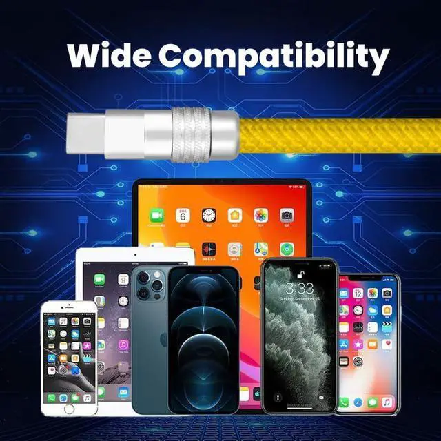 Alt view image 5 of 5 - GentsStride Rainbow Chubby - Colorful Chubby Cable Gradual Durable Charger Cable USB-C to USB A Cable Nylon Braided Fast Charging Data Cord for Phone, Yellow, Type-C to Type-C, 6.6 FT