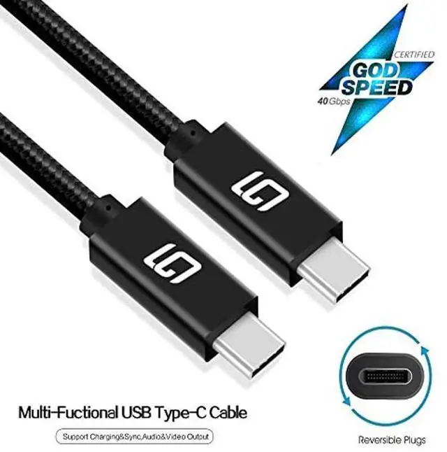 Alt view image 2 of 5 - GodSpin USB-C to USB-C Cable (40Gbps) SuperSpeed [Certified] USB4 to USB Type-C, 100W Power (USB 3.1 & 3.2 Compatible) Nylon Braided, Dual 4k or Single 5k @60hz Display (1.6ft/40Gbps)