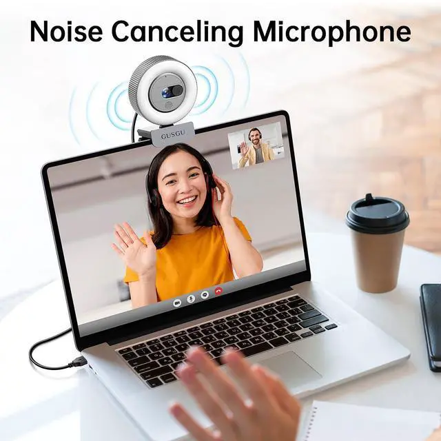 Alt view image 5 of 5 - GUSGU G910 2K Quad HD Webcam for PC, with Microphone & Light & Privacy Cover, Web Camera for Desktop Computer/Laptop/MacBook, USB Streaming Camera