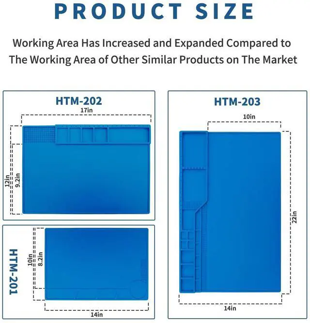 Alt view image 2 of 5 - Hengtianmei Heat Insulation Silicone Repair Mat with Scale Ruler and Screw Position for Soldering Iron, Phone and Computer Repair Size: 22 x 14 Inches (H-203)