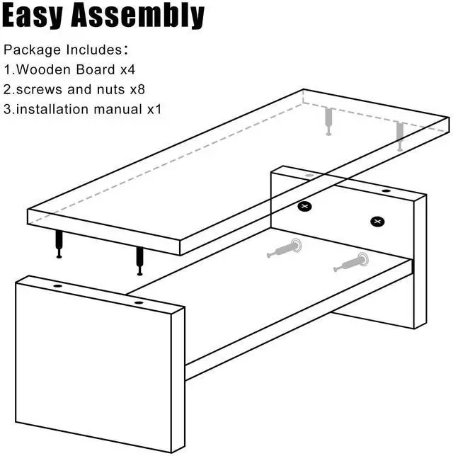Alt view image 5 of 5 - Black Monitor Stand, Monitor Riser Wood, Wood Monitor Stand, Wooden Monitor Riser for Monitors/Laptop/PC Desk Risers for Monitors Standing, 2 Tier Monitor Stand, Desk Shelf for Desktop 2-Tier Black