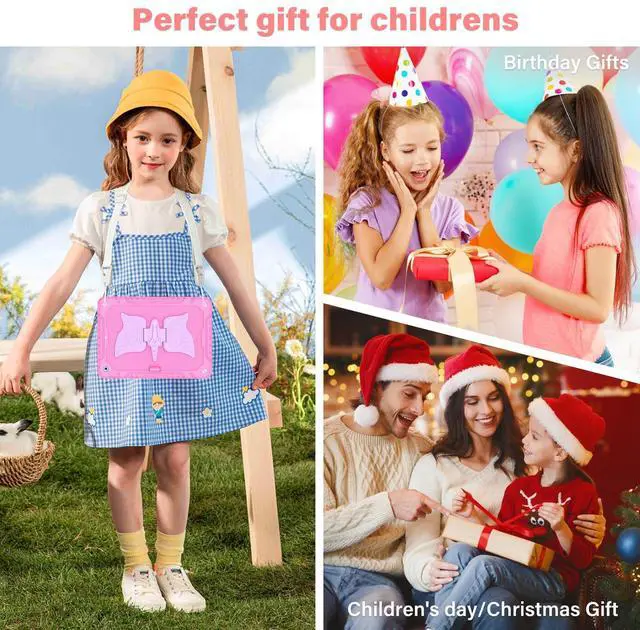 Alt view image 5 of 5 - Hogenl for iPad 9th/ 8th/ 7th Generation Case for Kids with Shoulder Strap & Keychain,for iPad 10.2 Case with Unicorn Stand Pencil Holder Shockproof Full Body Protective Cover, Pink