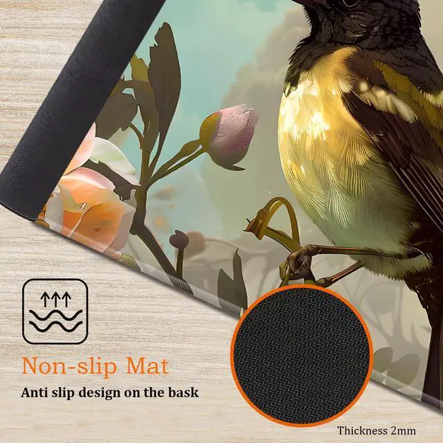 Alt view image 5 of 5 - Large Gaming Mouse Pad, Keyboard Wrist Rest Pad + Mouse Wrist Pad + Coaster 4 in 1 Set, Extended Waterproof Non-Slip Desk Mat, Suitable for Office Home Learning Games, Cute Bird