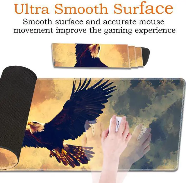 Alt view image 3 of 5 - Large Gaming Mouse Pad, Keyboard Wrist Rest Pad + Mouse Wrist Pad + Coaster 4 in 1 Set, Extended Waterproof Non-Slip Desk Mat, Suitable for Office Home Learning Games, Flying Vulture