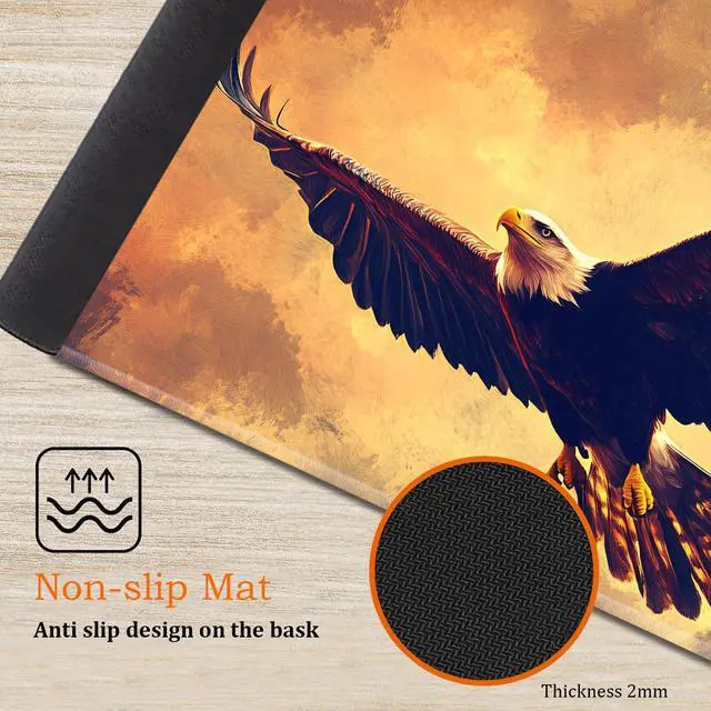 Alt view image 5 of 5 - Large Gaming Mouse Pad, Keyboard Wrist Rest Pad + Mouse Wrist Pad + Coaster 4 in 1 Set, Extended Waterproof Non-Slip Desk Mat, Suitable for Office Home Learning Games, Flying Vulture