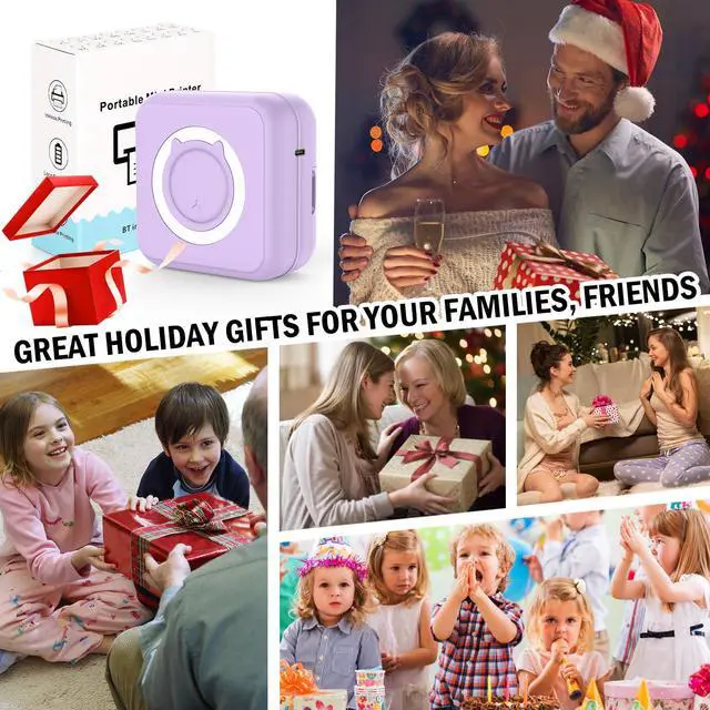 Alt view image 3 of 5 - HUIJUTCHEN Mini Sticker Printer - Mini Pocket Printer for iPhone with 10 Rolls Thermal Paper for Journal, Memo, Photo, Purple