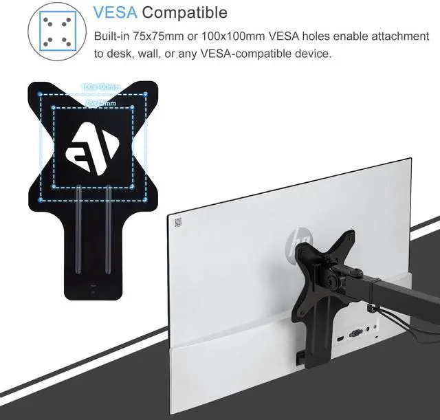 Alt view image 3 of 5 - IFCASE Quick Attach VESA Adapter for HP Monitors 27er, 27es, 27ea, 25er, 25es, 24ea, 24es, 23er, 23es, 22er, 22es, 22f, 23f, 24f, 25f, 27f, 27fw (Black) 2 Packs