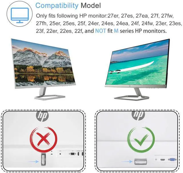 Alt view image 5 of 5 - IFCASE Quick Attach VESA Adapter for HP Monitors 27er, 27es, 27ea, 25er, 25es, 24ea, 24es, 23er, 23es, 22er, 22es, 22f, 23f, 24f, 25f, 27f, 27fw (Black) 2 Packs
