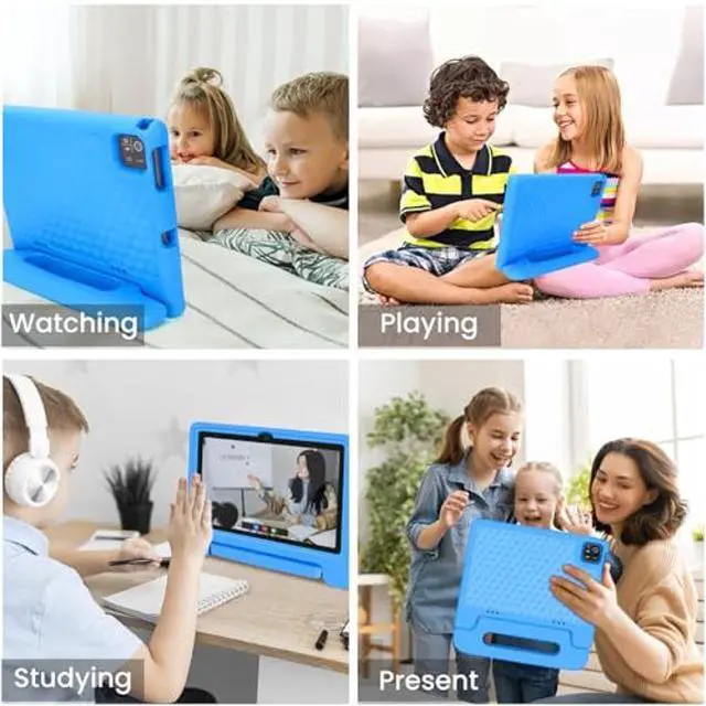 Alt view image 3 of 5 - Iconiotk Kids Tablet 10.1 inch Android 14 Octa-Core 64GB 6000mAh Kids Space Parental Control HD Touchscreen Shockproof Case Dual Camera Gift for Toddler Age 3-9 (Blue)