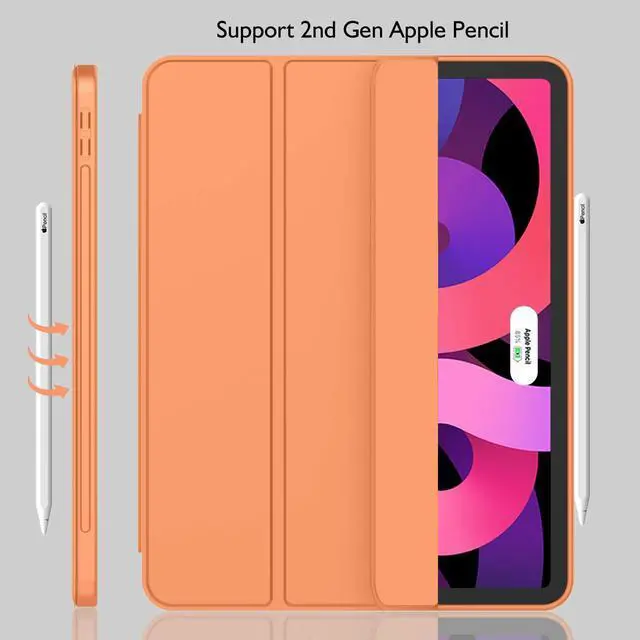 Alt view image 3 of 5 - iMieet iPad Air 11 Inch Case M3(2025) / M2 (2024), iPad Air 5th/4th Generation Case 2022/2020 10.9 Inch with Pencil Holder,Trifold Stand Smart Case with Soft TPU Back(Orange)