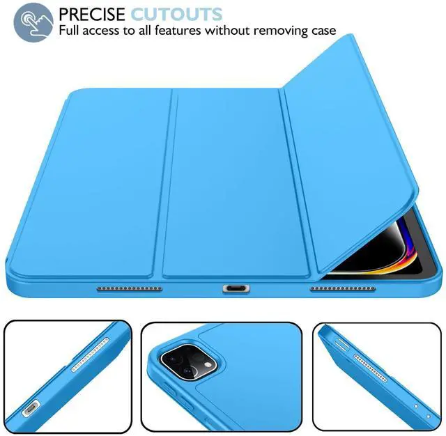Alt view image 4 of 5 - iMieet iPad Pro 13 Inch Case M4 (2024) with Pencil Holder, [Support Pencil Pro and Pencil (USB-C)],Trifold Stand Smart Case with Soft TPU Back, Auto Wake/Sleep (Ocean Blue)