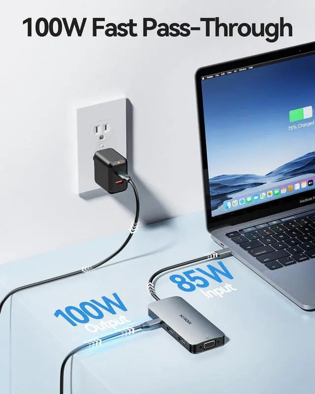 Alt view image 5 of 5 - USB C Docking Station Dual Monitor, 7 in 1 USB C to Dual HDMI Adapter, USB C Hub with 2 HDMI, VGA, 100W PD, 3 USB, Multiport Adapter for Dell HP Lenovo Surface MacBook Laptop
