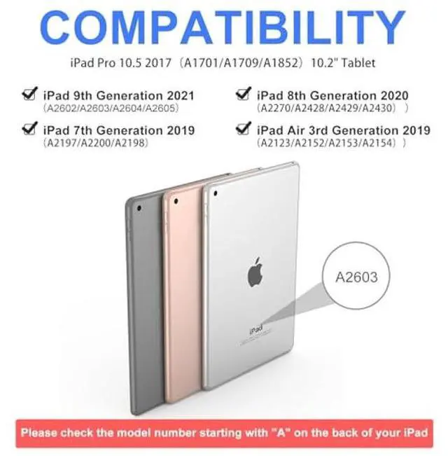 Alt view image 2 of 5 - for iPad 9th Generation Case with Keyboard 10.2 Inch - Multi-touch Trackpad, Wireless Bluetooth Detachable Keyboard case for iPad 8th Gen/7th Gen/iPad Pro 10.5"/iPad Air 3rd Gen, Grey Non-backlit