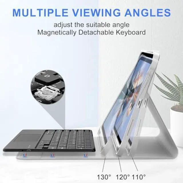 Alt view image 4 of 5 - for iPad 9th Generation Case with Keyboard 10.2 Inch - Multi-touch Trackpad, Wireless Bluetooth Detachable Keyboard case for iPad 8th Gen/7th Gen/iPad Pro 10.5"/iPad Air 3rd Gen, Grey Non-backlit