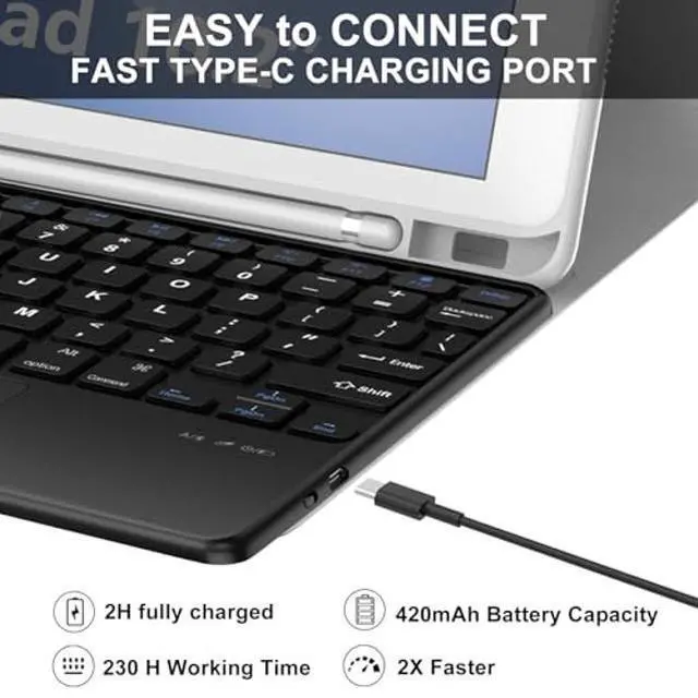 Alt view image 5 of 5 - for iPad 9th Generation Case with Keyboard 10.2 Inch - Multi-touch Trackpad, Wireless Bluetooth Detachable Keyboard case for iPad 8th Gen/7th Gen/iPad Pro 10.5"/iPad Air 3rd Gen, Grey Non-backlit