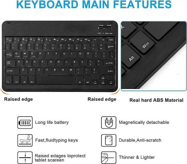 Alt view image 2 of 5 - (4 in 1) Onn 11 inch Tablet Pro Keyboard Case and Screen Protector (2023 Model), Screen Protector and Case for Onn 11'' Tablet Pro (Blue)