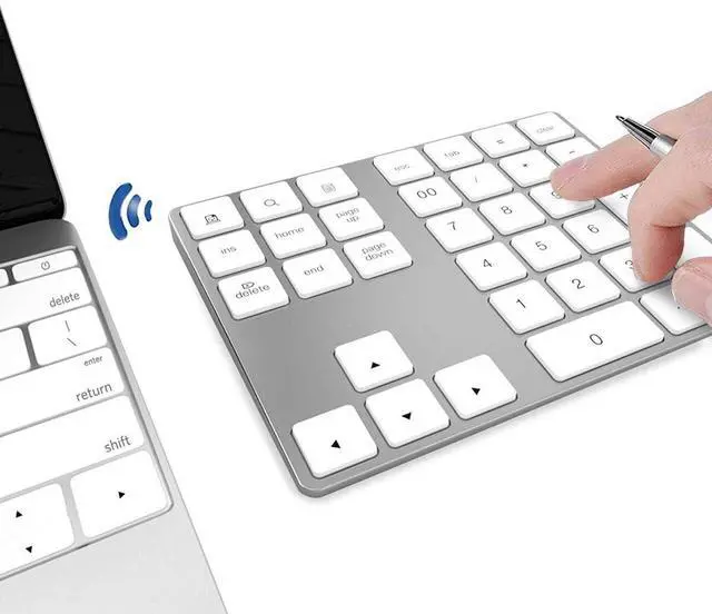 Main image of JOYEKY Bluetooth Number Pad, Wireless Numeric Keypad, USB-C Rechargeable External 34-Keys Numpad, Financial Data Entry Keyboard for iMac, MacBook Air/Pro, PC Desktop, Laptop Notebook(Silver)