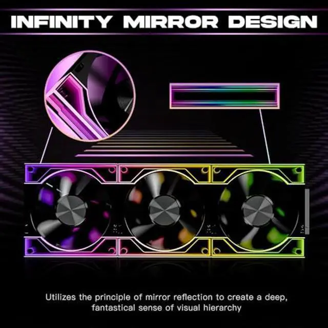 Alt view image 4 of 5 - ICOLER PC Fan JM-V3 120 Infinity Mirror Module Daisy-Chain 120mm ARGB PWM Fan Triple Pack Suitable for Computer Case & 360mm AIO Cooler