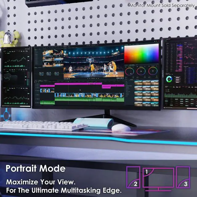 Alt view image 3 of 5 - Kado Dual Portable Monitor Setup - 2-Pack 15.6'' FHD 1080p, Ultra-Slim Laptop Monitor 1920x1080 with Built-in Speakers, IPS Display 180deg Kickstand Stacked Desktop Setup Office Gaming Daytrading