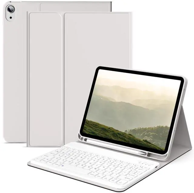 Main image of kenke Keyboard Case for iPad 10th Generation (10.9 Inch 2022) / iPad (A16) 11th (11 inch 2025) with Left Pencil Holder, Thin & Light, Stand Folio Detachable Wireless Bluetooth Keyboard Case, Gray