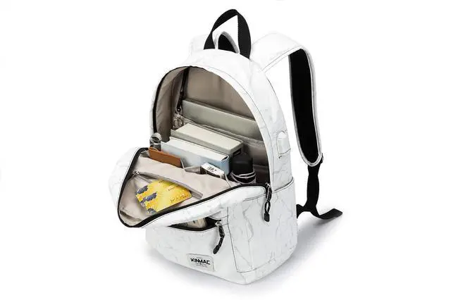 Alt view image 2 of 5 - Kinmac Water Resistant Laptop Travel Outdoor Backpack with USB Charging Port for 13 inch 14 inch and 15.6 inch Laptop (White Marble)