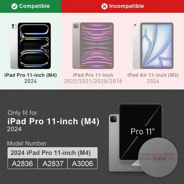 Alt view image 2 of 5 - KingBlanc Case for iPad Pro 11-inch 2024 (M4, 5th Generation) with Pencil Holder, PU Leather Durable Protective Cover, Auto Sleep/Wake, Support Pencil Pro/Pencil (USB-C), Viewing/Typing Angle, Brown