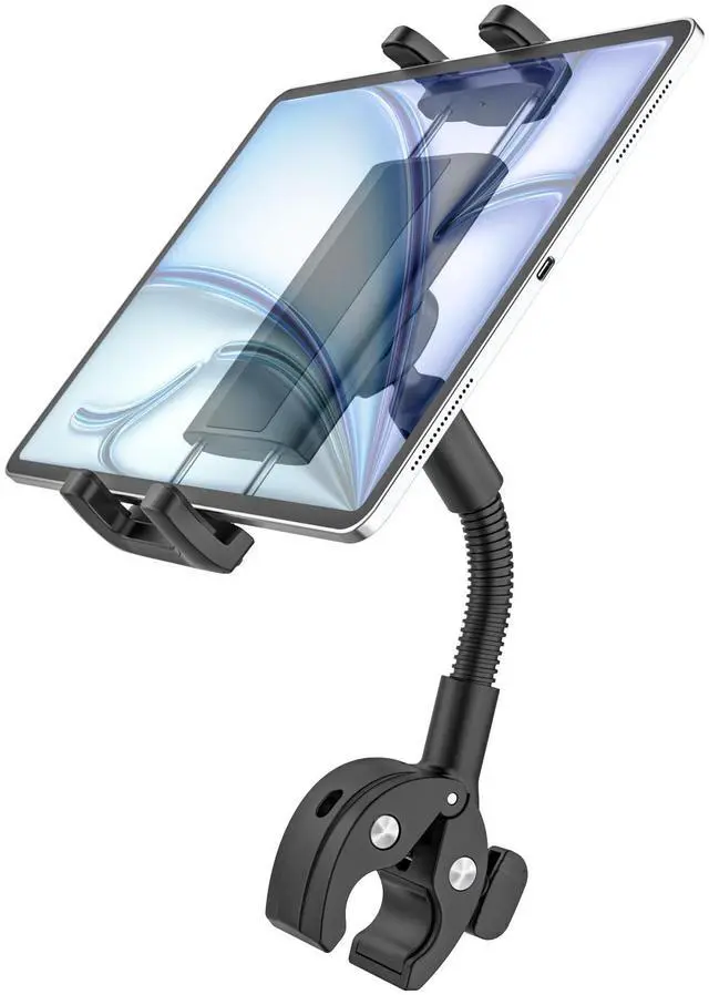 Main image of Kolasels Gooseneck Tablet Holder for Bike, Motorcycle, Wheelchair, Treadmill, Exercise Bicycle, Scooter, Stroller, Handlebar Tablet Mount for iPad Pro, Air, Mini, Galaxy Tabs, 4.7-12.9" Tablet & Phone