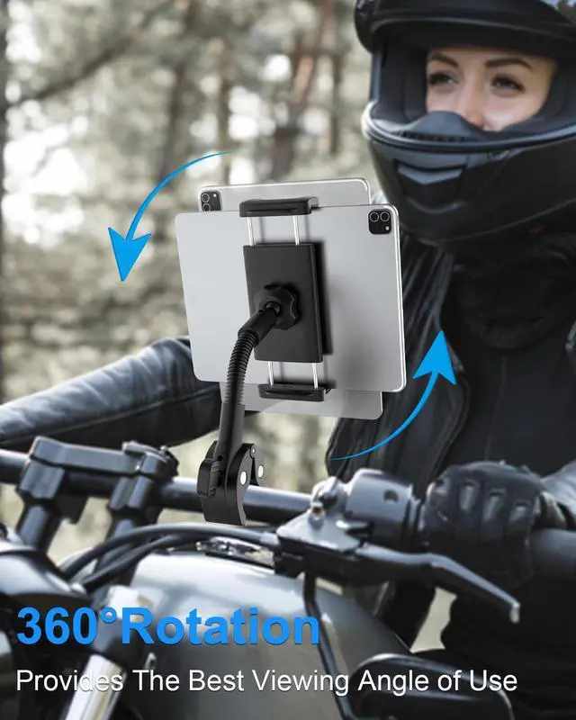Alt view image 4 of 5 - Kolasels Gooseneck Tablet Holder for Bike, Motorcycle, Wheelchair, Treadmill, Exercise Bicycle, Scooter, Stroller, Handlebar Tablet Mount for iPad Pro, Air, Mini, Galaxy Tabs, 4.7-12.9" Tablet & Phone