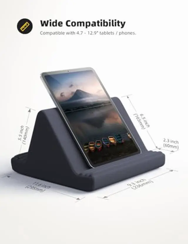 Alt view image 5 of 5 - Lamicall Tablet Pillow Stand, Pillow Soft Pad for Lap - Tablet Holder Dock for Bed with 6 Viewing Angles, for 4-13" Tablets, Like iPad Pro 11, 13, Air, Mini, Kindle, Galaxy Tab, E-Reader, Dark Gray