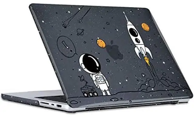 Alt view image 4 of 5 - LCMOCICO for MacBook Pro 14 inch Case 2024 2023 2022 2021 Model M4 A3112 A3185 A3401 M3 A2918 A2992 M2 A2779 M1 A2442, Glitter Crystal Black Printed Plastic Hard Shell Case, Astronauts & Spacecraft