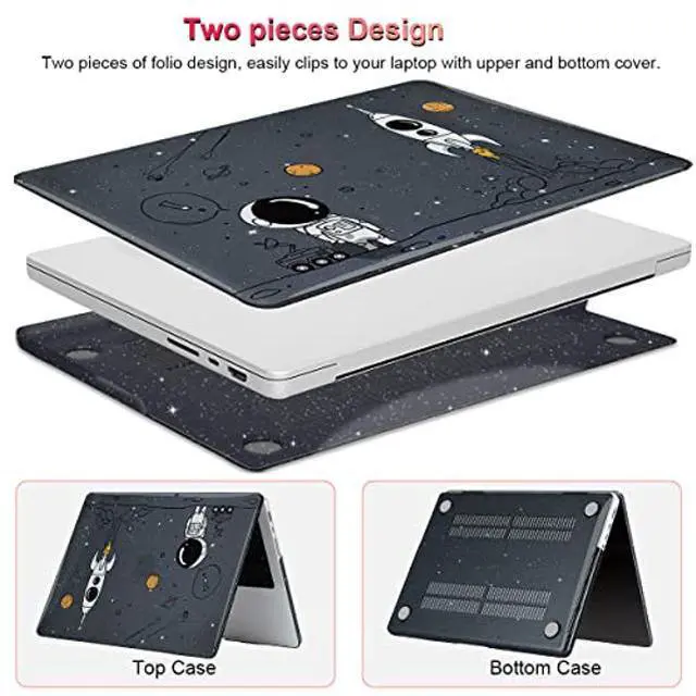 Alt view image 5 of 5 - LCMOCICO for MacBook Pro 14 inch Case 2024 2023 2022 2021 Model M4 A3112 A3185 A3401 M3 A2918 A2992 M2 A2779 M1 A2442, Glitter Crystal Black Printed Plastic Hard Shell Case, Astronauts & Spacecraft