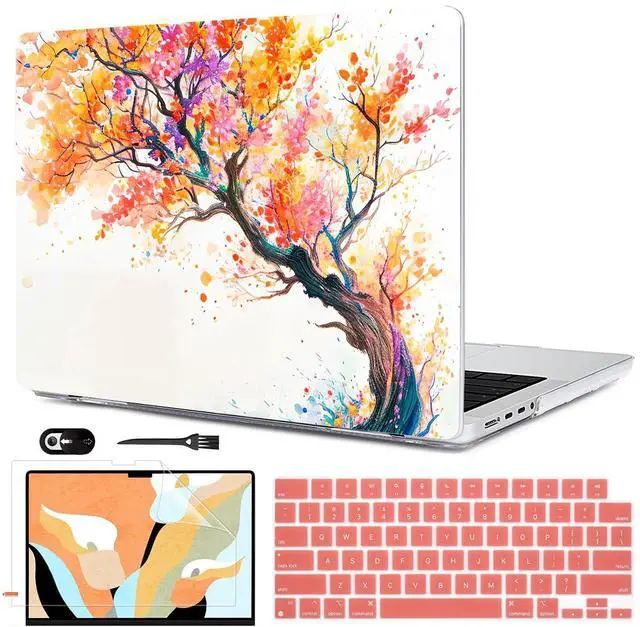 Main image of LCMOCICO Compatible with MacBook Pro 14 inch Case M4 2024 2023 2022 2021 Release A3112 A3185 A3401 M3 A2918 A2992 M2 A2779 M1 A2442 Pro/Max Chip, Pattern Plastic Hard Shell Cover, Phoenix Tree Flowers