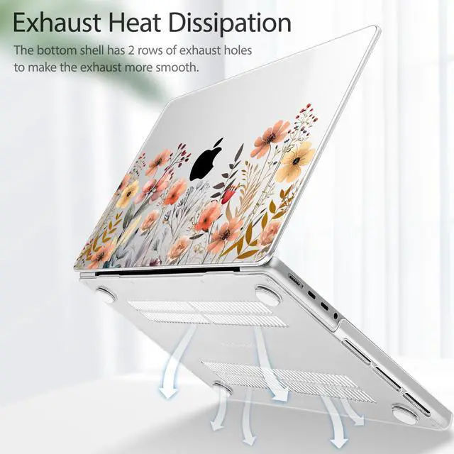 Alt view image 4 of 4 - Lepeoac for MacBook Pro 14 Inch 2024 2023 2022 2021 Release M4 A3112 A3401 A3185 M3 A2918 A2992 M2 A2779 M1 A2442 Pro/Max Chip, Plastic Hard Shell Case with Keyboard Cover, Watercolor Flowers