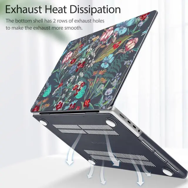 Alt view image 5 of 5 - Lepeoac for MacBook Pro 16 inch Case 2021 2022 2023 2024 Release A3186 A3403 M4 A2991 M3 A2780 M2 A2485 M1 Pro/Max, Hard Shell Case with Screen Protector & Keyboard Cover, Flowers & Herbs